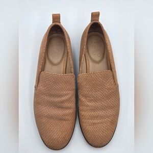 Franco Sarto Peri Brown Leather Suede Snake Embossed Loafer Womens 7.5M Classic